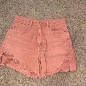 Women's Pink Distressed Shorts